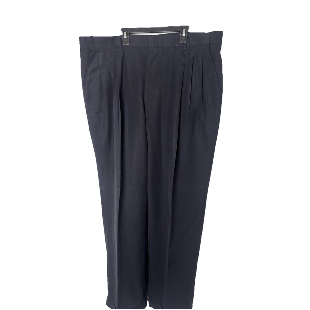 Kings Court Dress Pants Mens 41x30 Navy Polyester Pleated Front‎ Cuffed